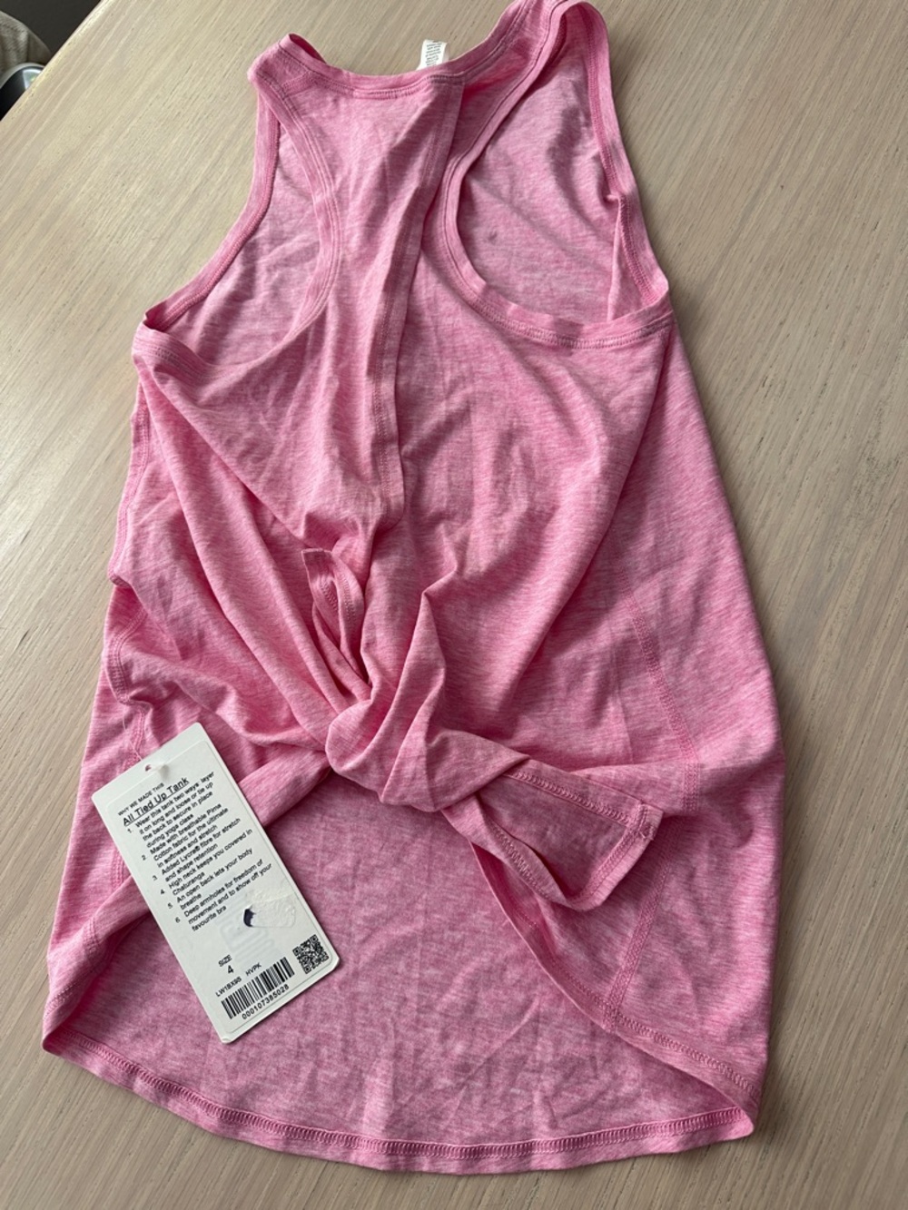 NWT Lululemon All Tied Up Pink Tank sz 4